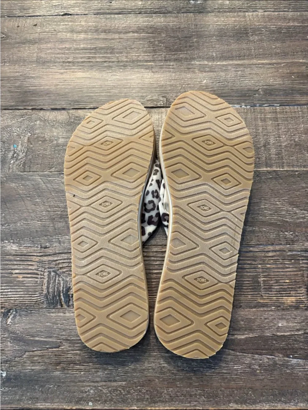 TOMS Tan Footbed Sandals with Leopard-Print Straps